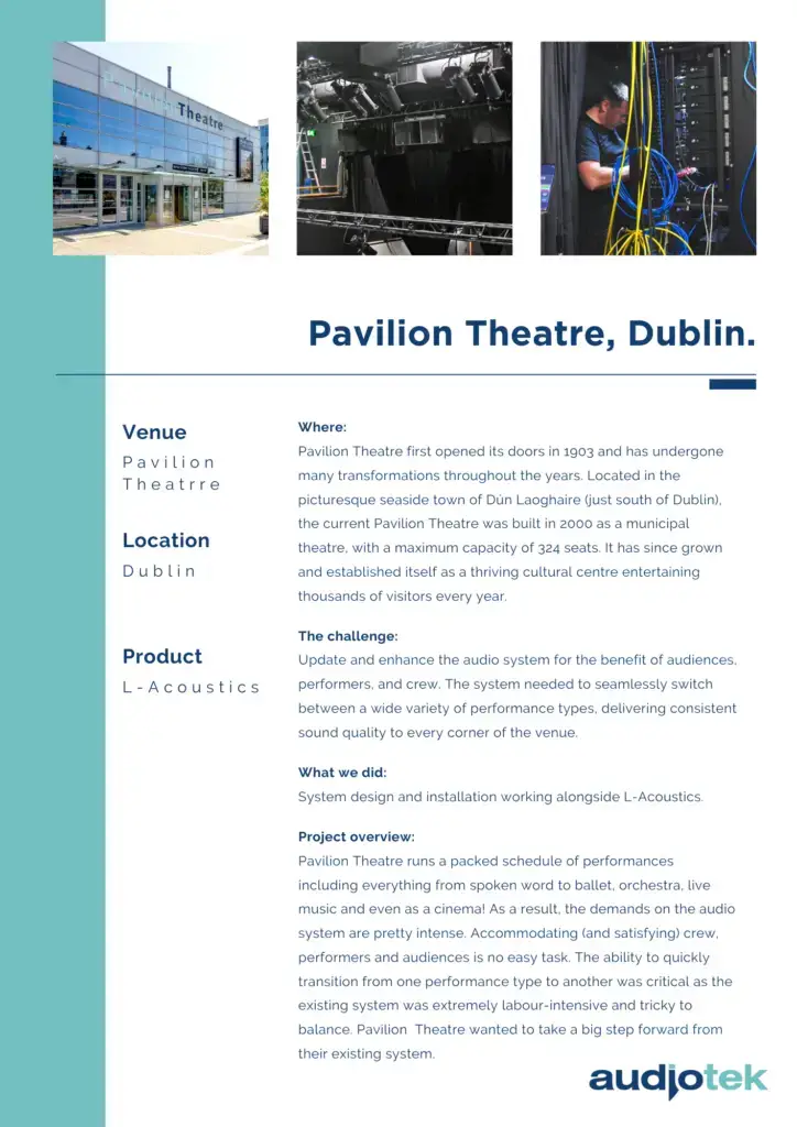 Pavilion Theatre, Dublin - Audiotek Case study