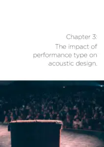 chapter 3 the impact of performance type on acoustic design picture of an empty chair, facing out to a full house