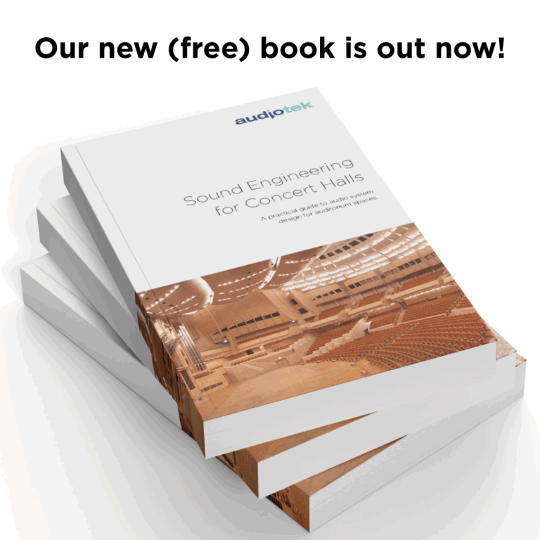 Stack of sound engineering books with the words our new (free) book is out now